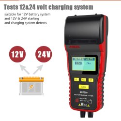 ANCEL BST500 Batteri Tester 12 &amp; 24 Volt, med innebygget Printer.